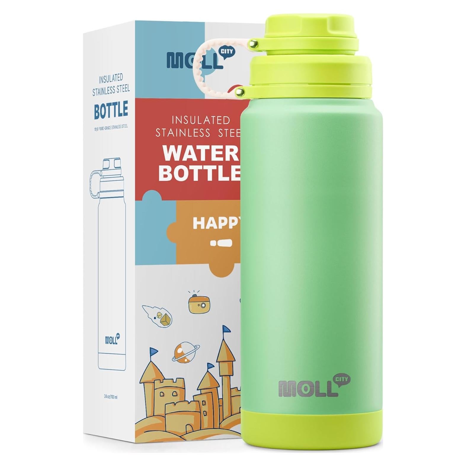 Botella de Agua Aislada Mollcity 24 oz Acero Inoxidable Verde