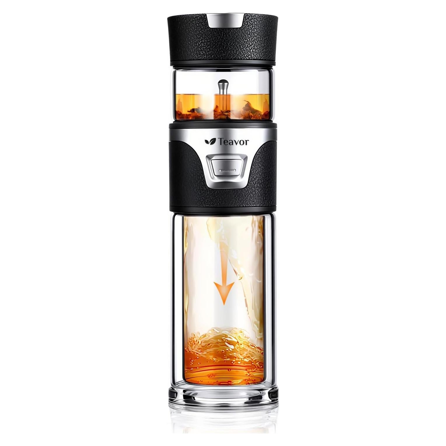 Botella Infusora de Té TEAVOR 463ml Doble Pared Negra