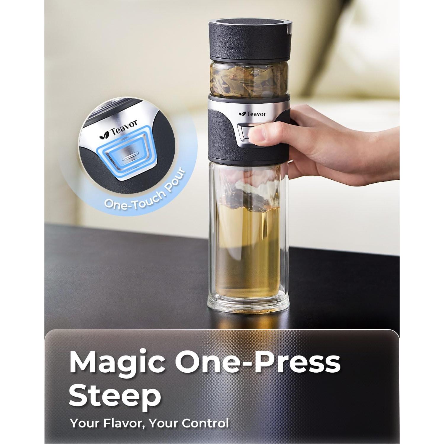 Botella Infusora de Té TEAVOR 463ml Doble Pared Negra