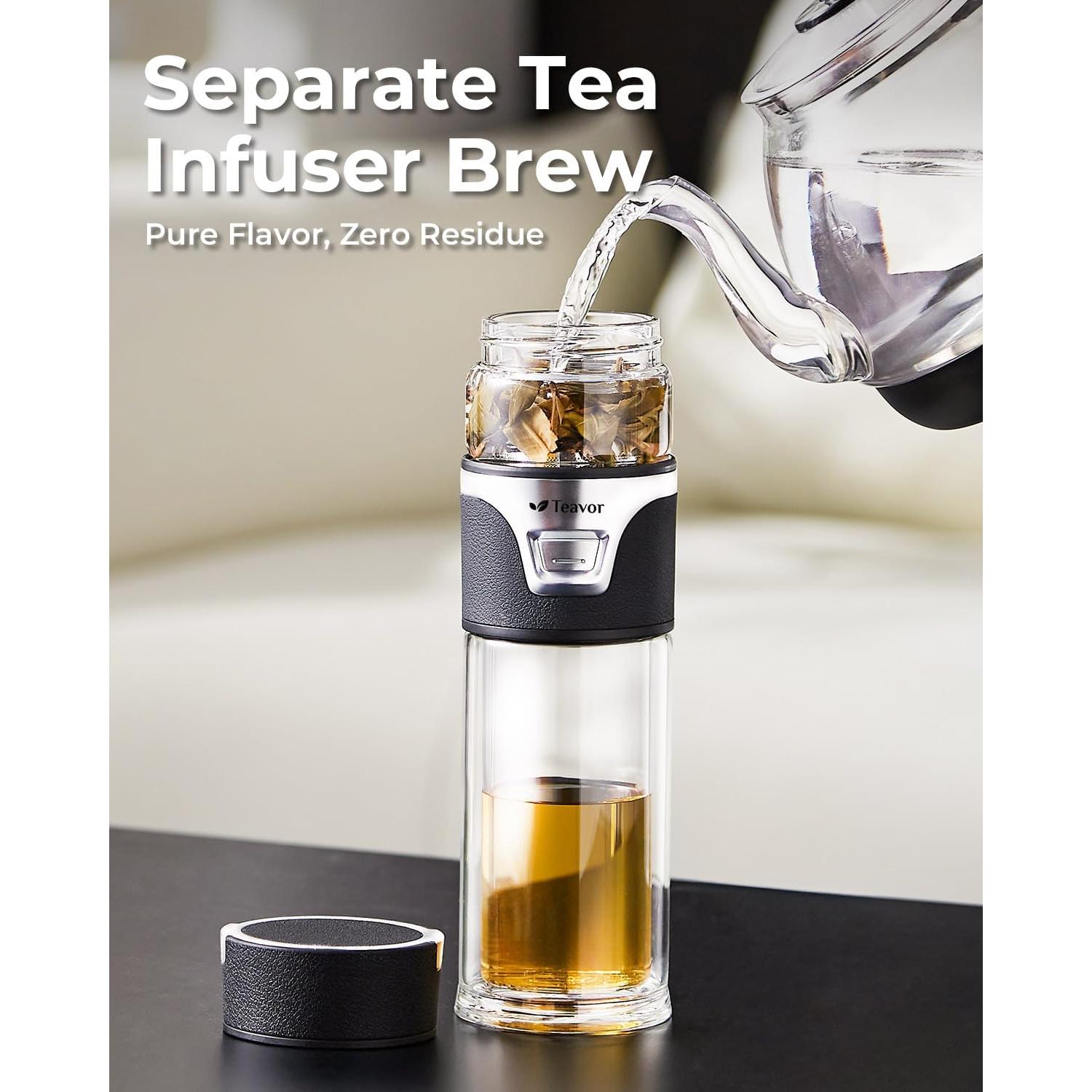 Botella Infusora de Té TEAVOR 463ml Doble Pared Negra
