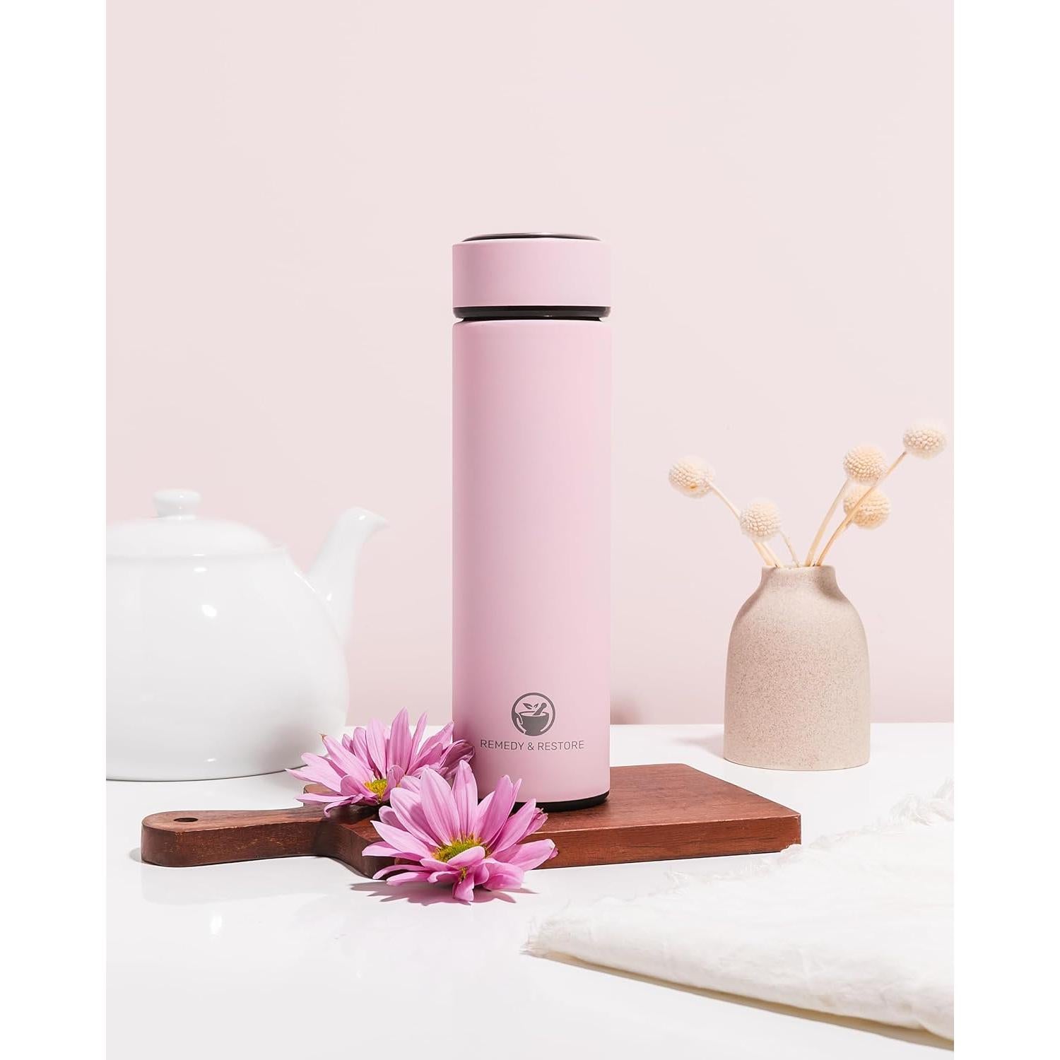 Botella de Té Rosa Remedy & Restore 350ml con Infusor