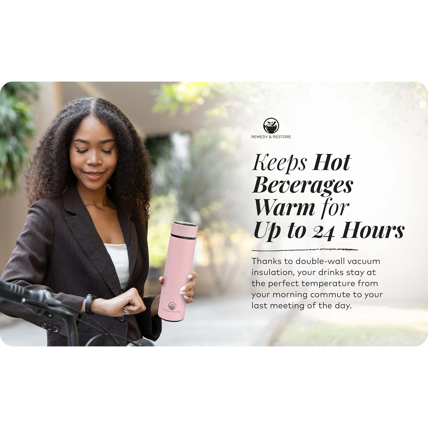 Botella de Té Rosa Remedy & Restore 350ml con Infusor