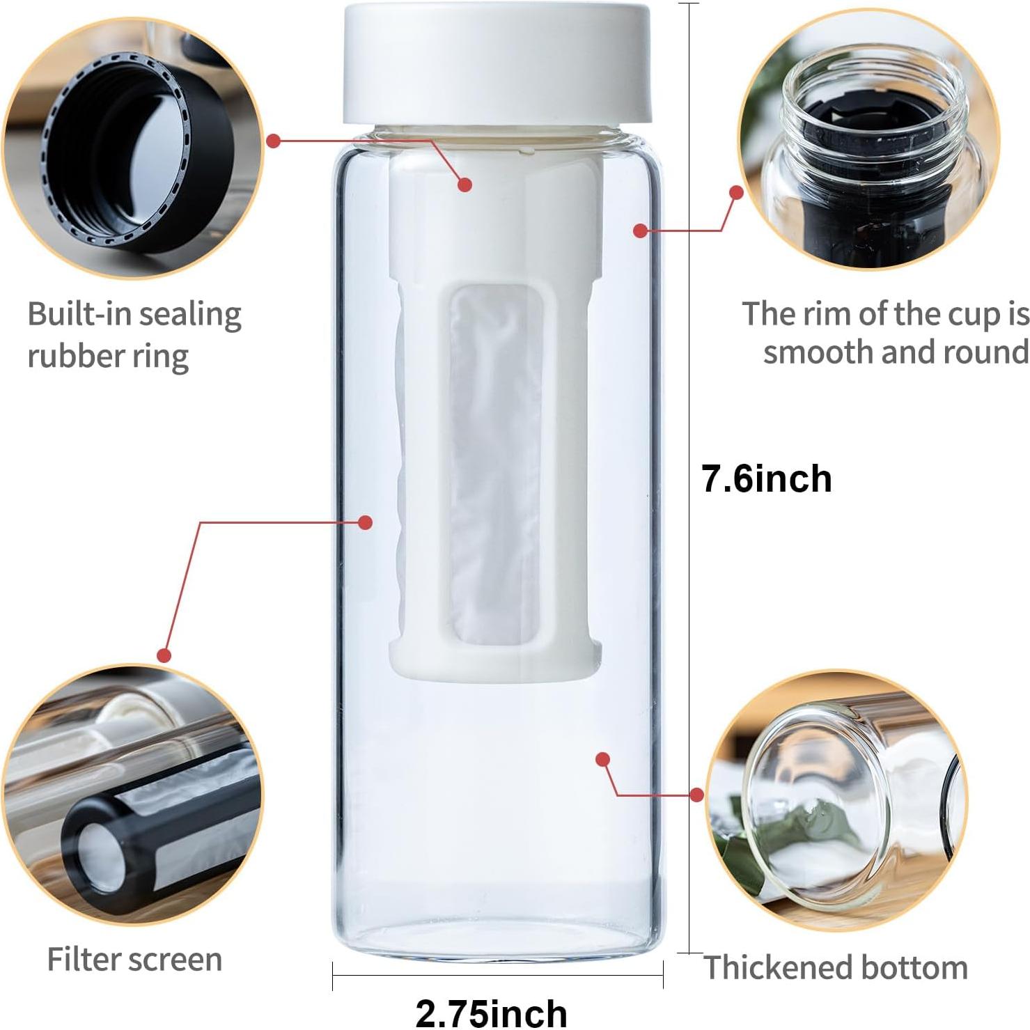 Botella Cold Brew 570ml Wangsdjy con Filtro Removible - Blanco