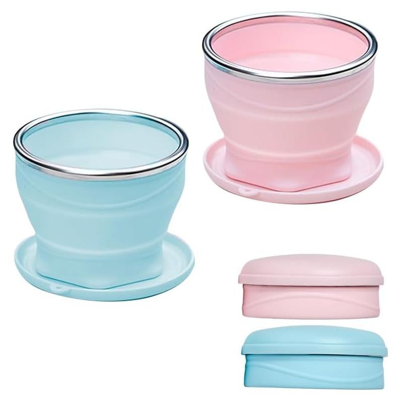 Tazas de Café Plegables UNNESTAR 180ml Silicona 2 Pcs Azul/Rosa