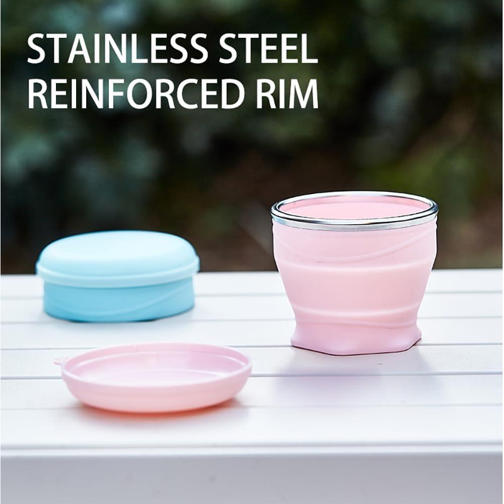 Tazas de Café Plegables UNNESTAR 180ml Silicona 2 Pcs Azul/Rosa