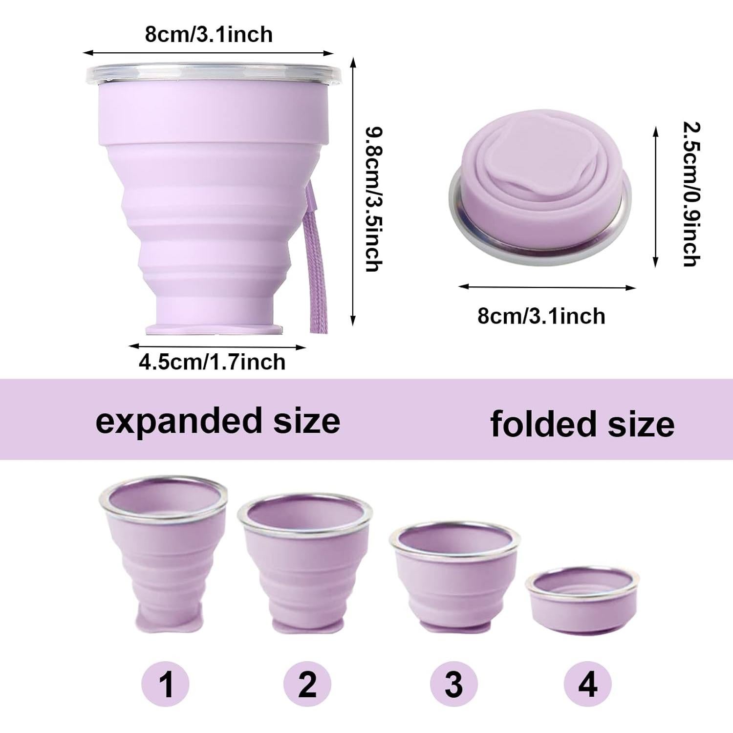 Taza Plegable de Silicona JIELUO 200ml 6Pack para Viaje