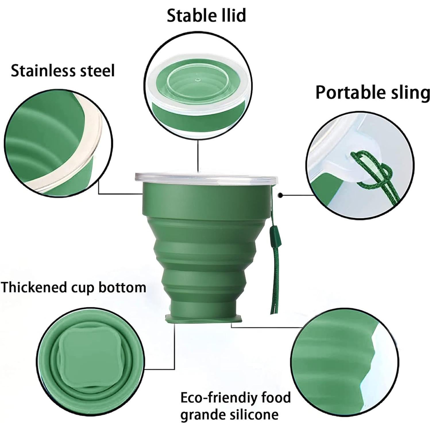 Taza Plegable de Silicona JIELUO 200ml 6Pack para Viaje