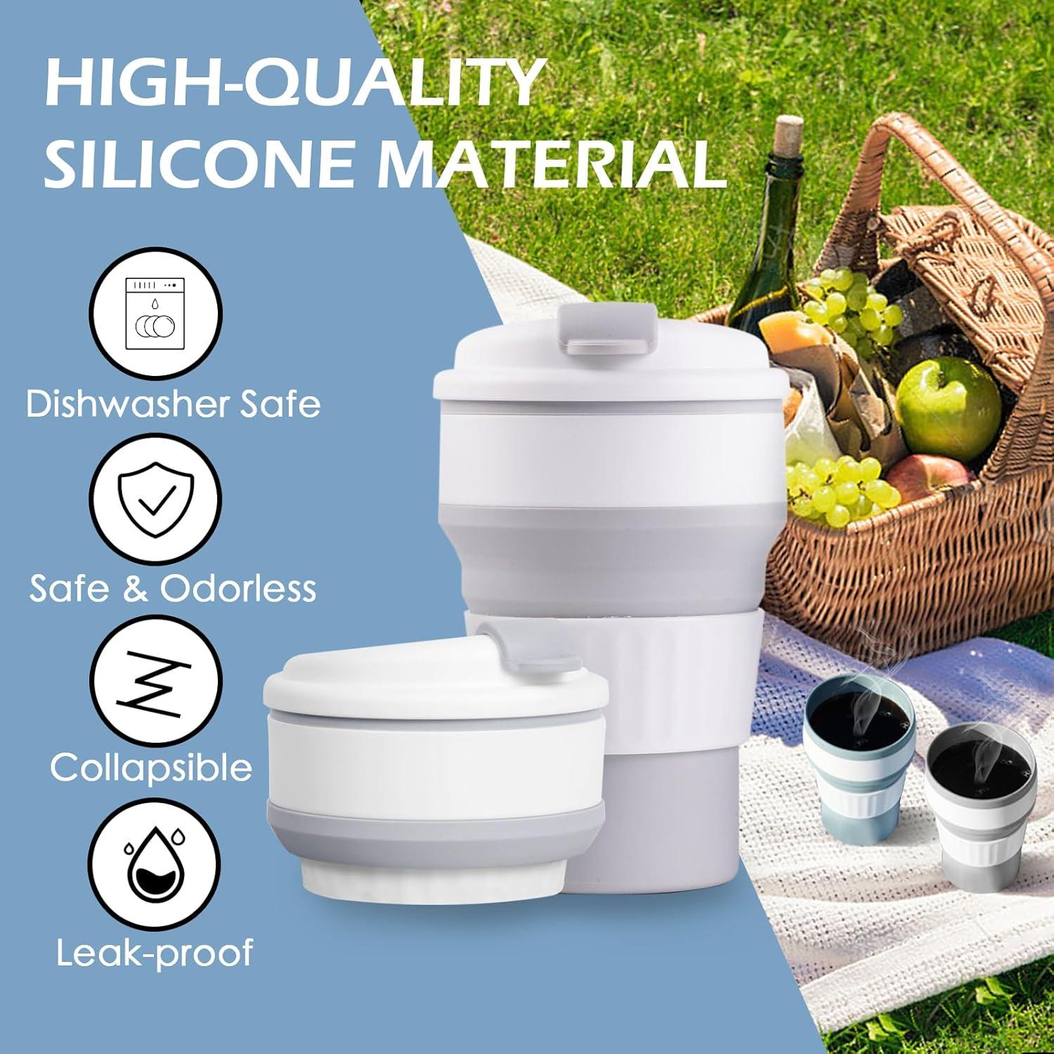 Tazas Plegables 1st Heaven de Silicona 12 oz para Viajar - 2PCS