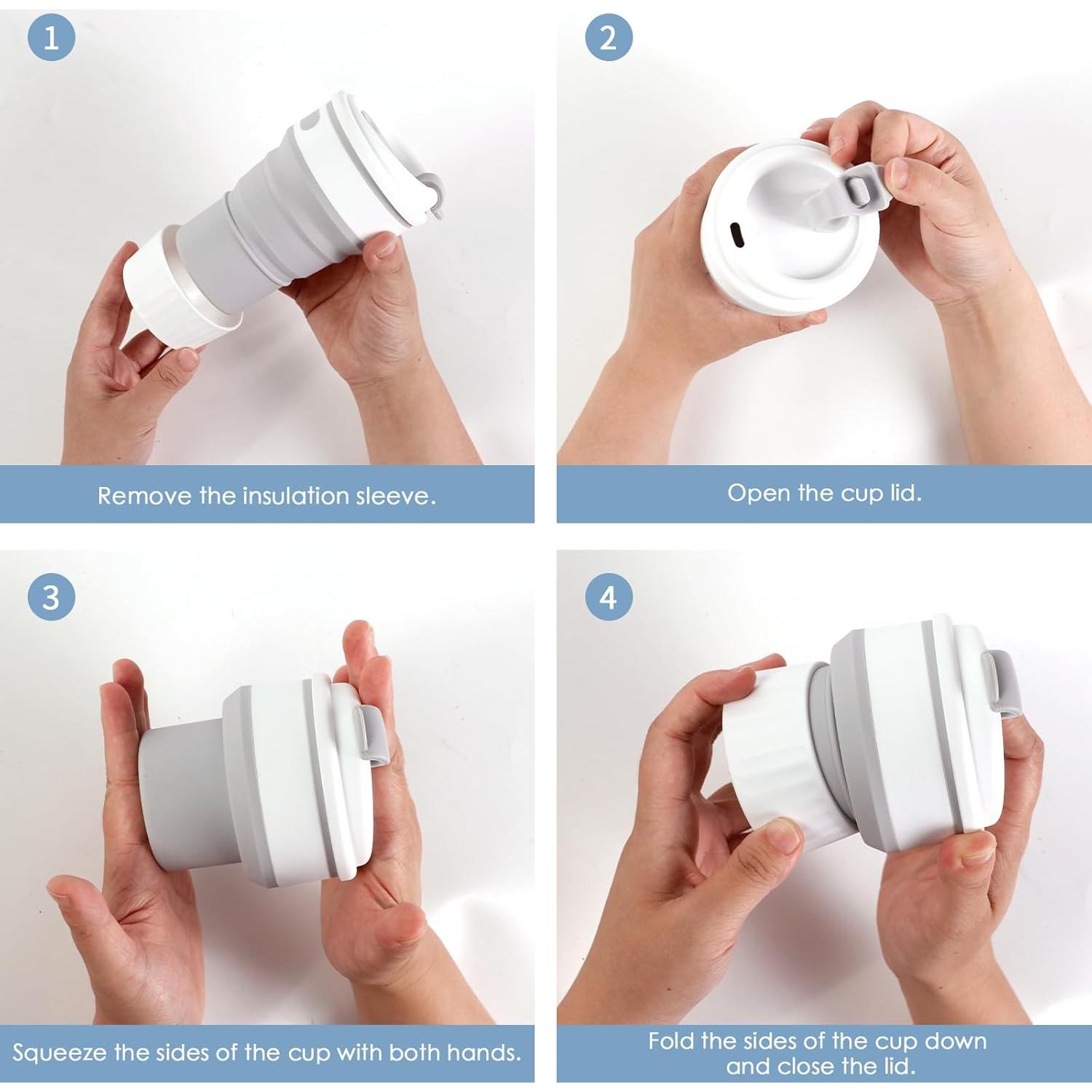 Tazas Plegables 1st Heaven de Silicona 12 oz para Viajar - 2PCS