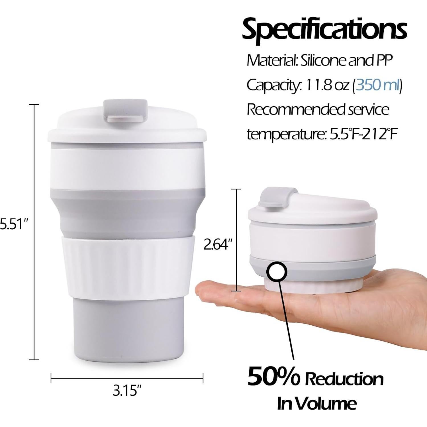 Tazas Plegables 1st Heaven de Silicona 12 oz para Viajar - 2PCS