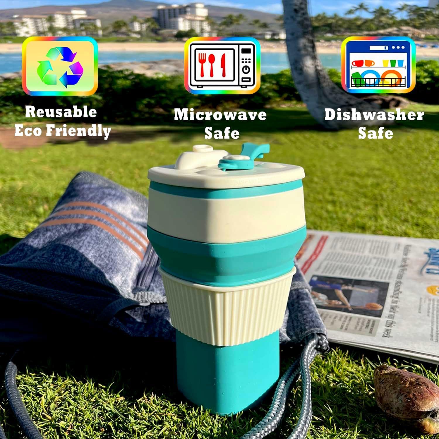 Taza Plegable de Silicona NWsystems 550 ml Azul Turquesa