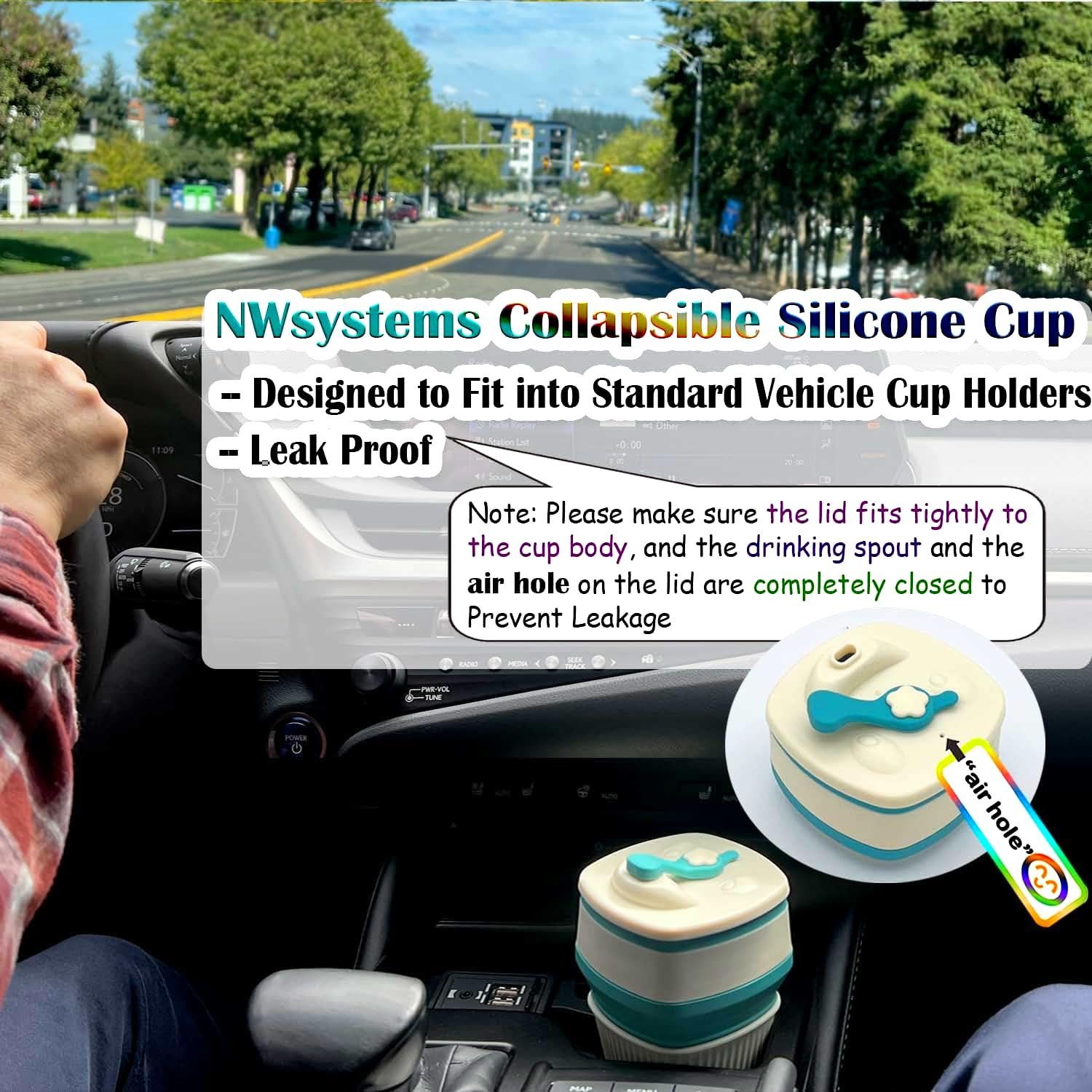 Taza Plegable de Silicona NWsystems 550 ml Azul Turquesa