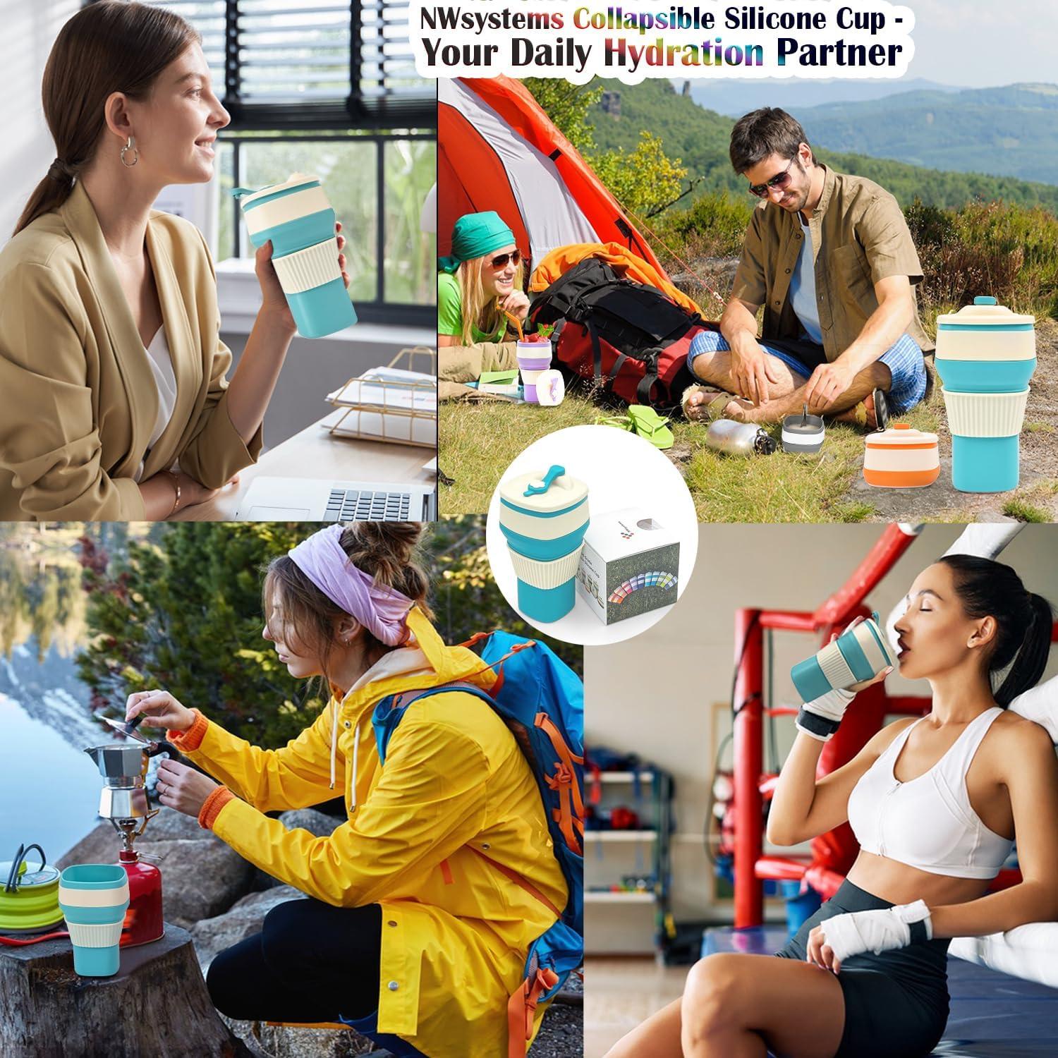 Taza Plegable de Silicona NWsystems 550 ml Azul Turquesa