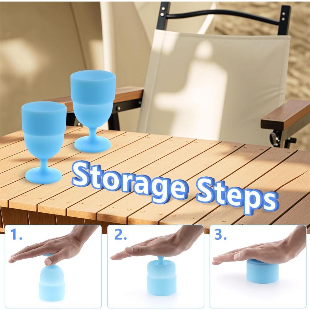 Vasos de Vino de Silicona Plegables TWZKXC 200ml Rosa