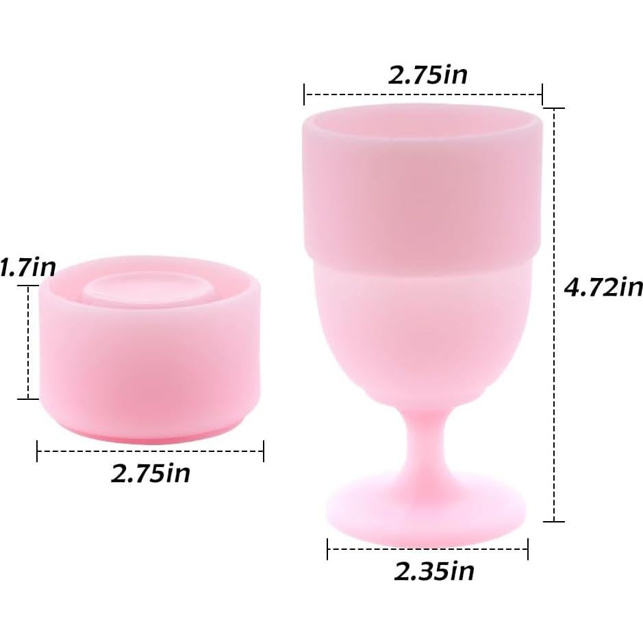 Vasos de Vino de Silicona Plegables TWZKXC 200ml Rosa