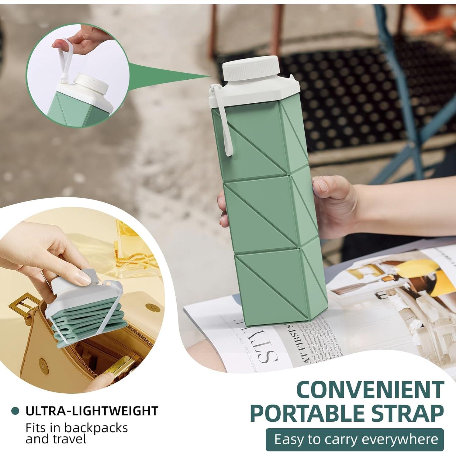 Botella de Agua Plegable Popdigito 720ml Ligera a Prueba de Fugas