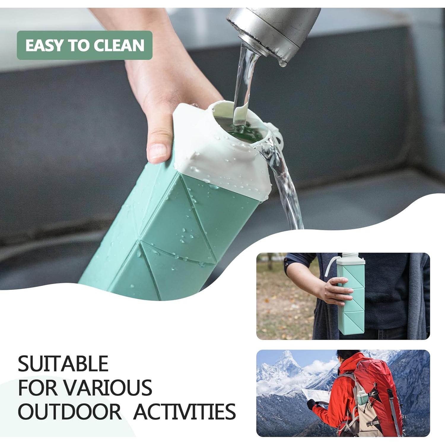 Botella de Agua Plegable Popdigito 720ml Ligera a Prueba de Fugas