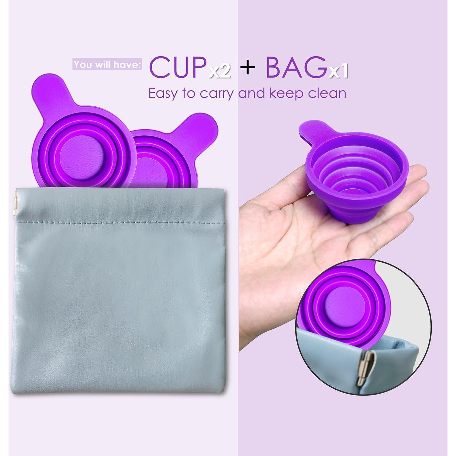 QMARK Collapsible Silicone Pee Cups for Ovulation and Pregnancy Tests, 2 Pack with Travel Case, Reusable