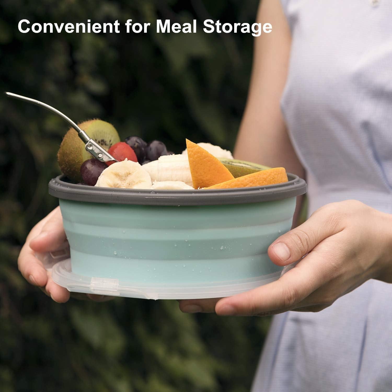 Bowl Colapsable ColorCoral 1200ml Silicona y Tenedor Acero