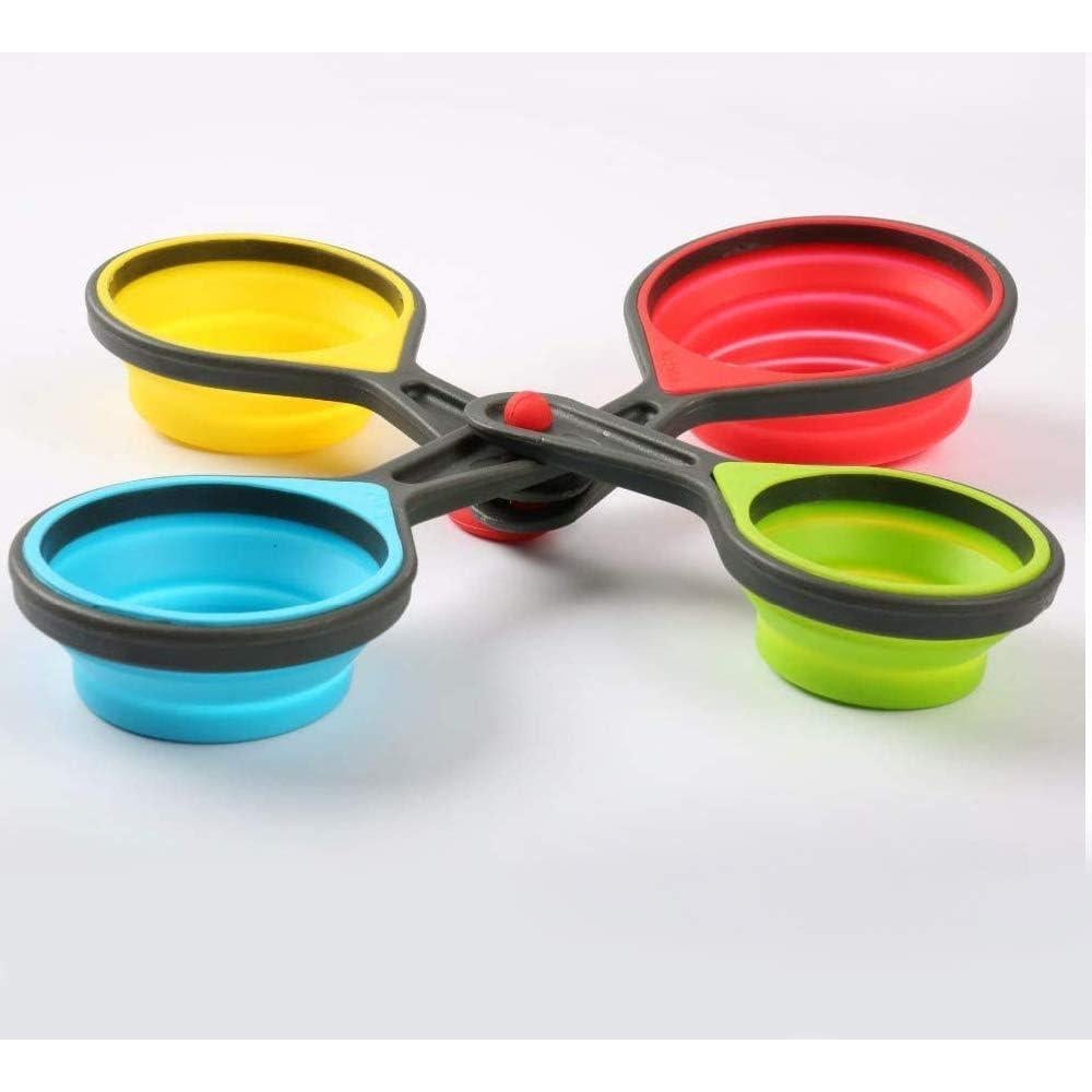 Set de Tazas y Cucharas Medidoras Plegables Silicona 8 Piezas