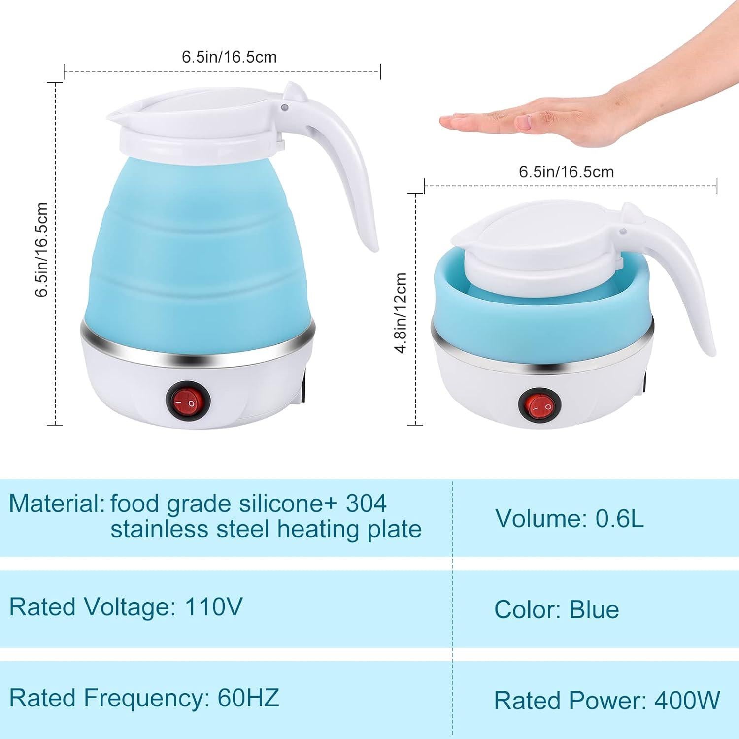 Hervidor Eléctrico Plegable WADEO 600ml 400W Azul