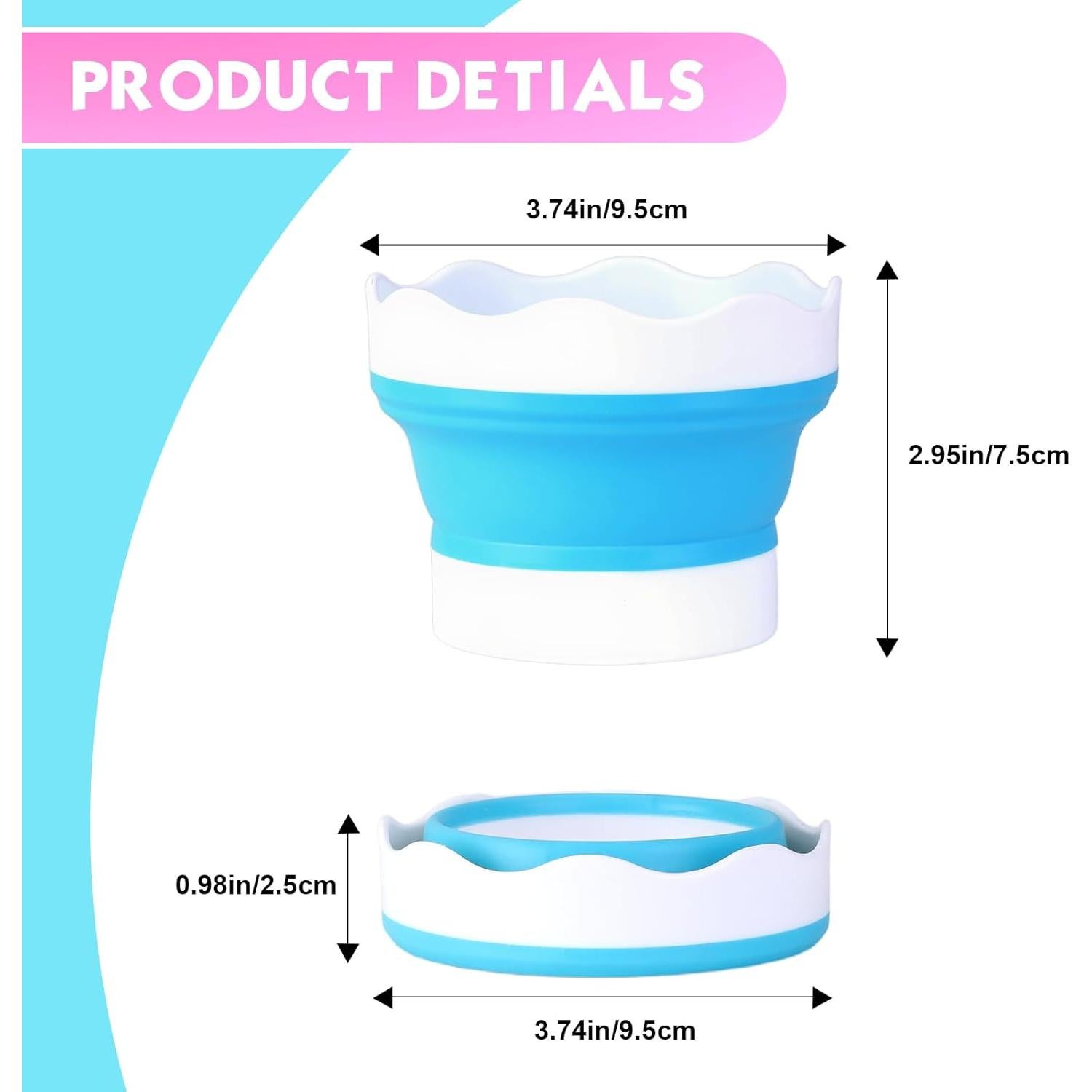 4 Tazas de Pintura Plegables Koceci de Silicona 9.5cm