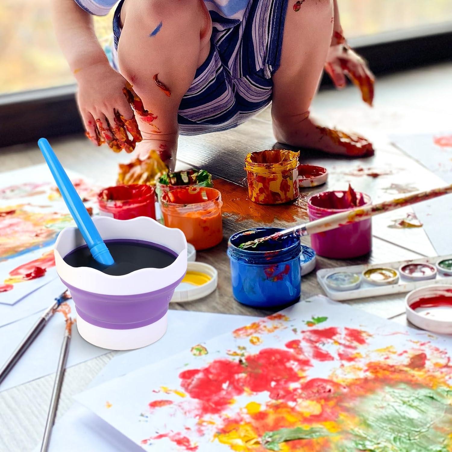 4 Tazas de Pintura Plegables Koceci de Silicona 9.5cm