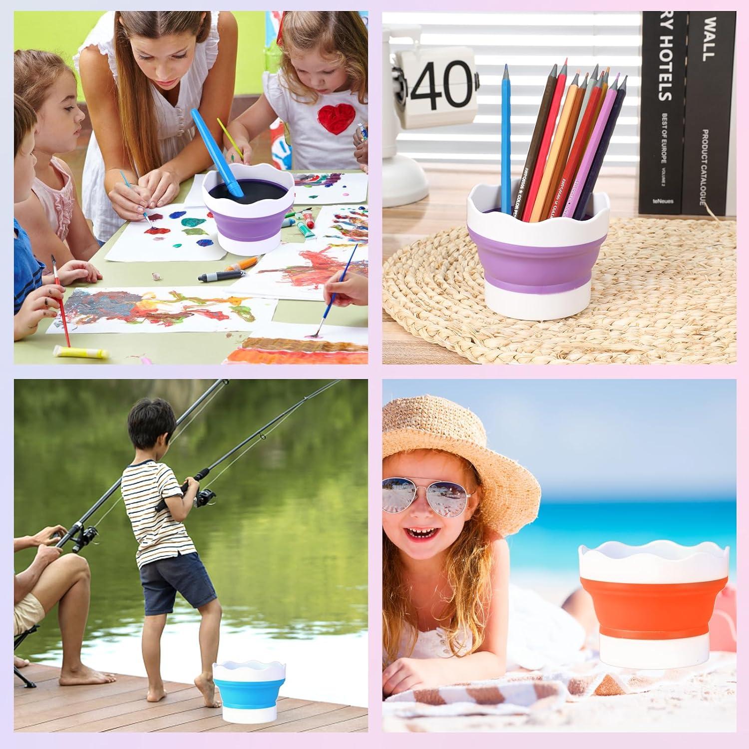 4 Tazas de Pintura Plegables Koceci de Silicona 9.5cm