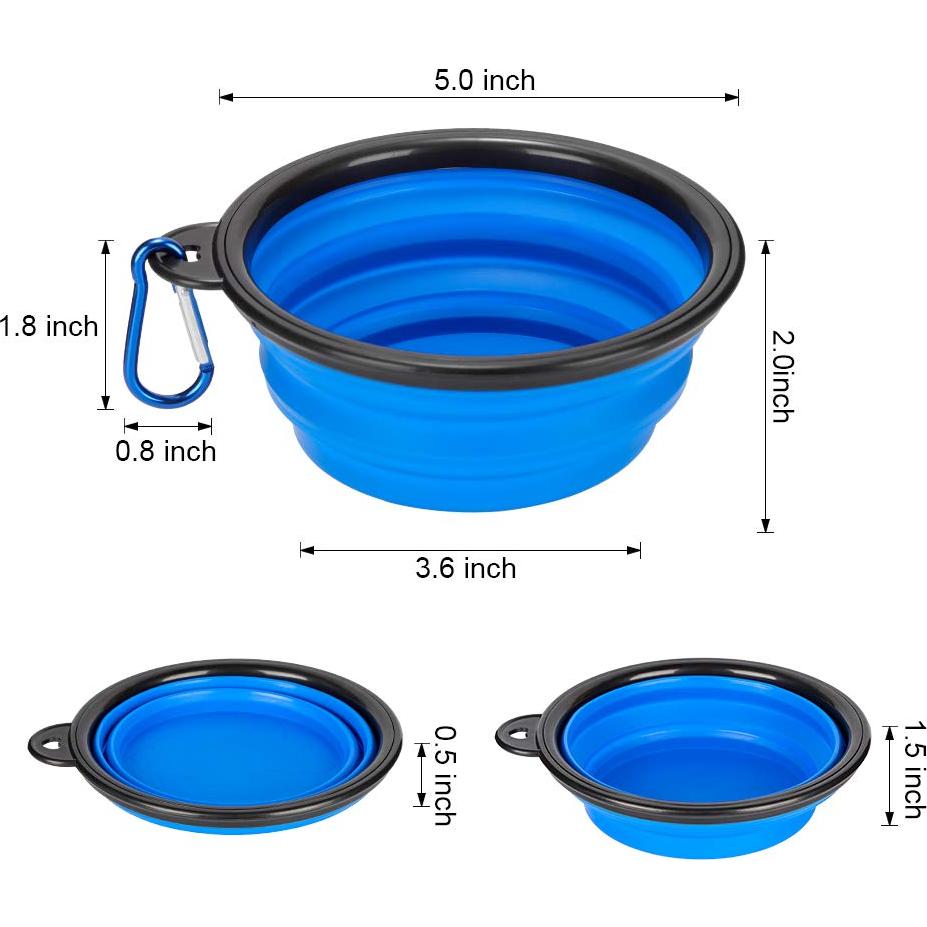 Paquete de 2 tazones colapsables Emoly para perros y gatos 355 ml