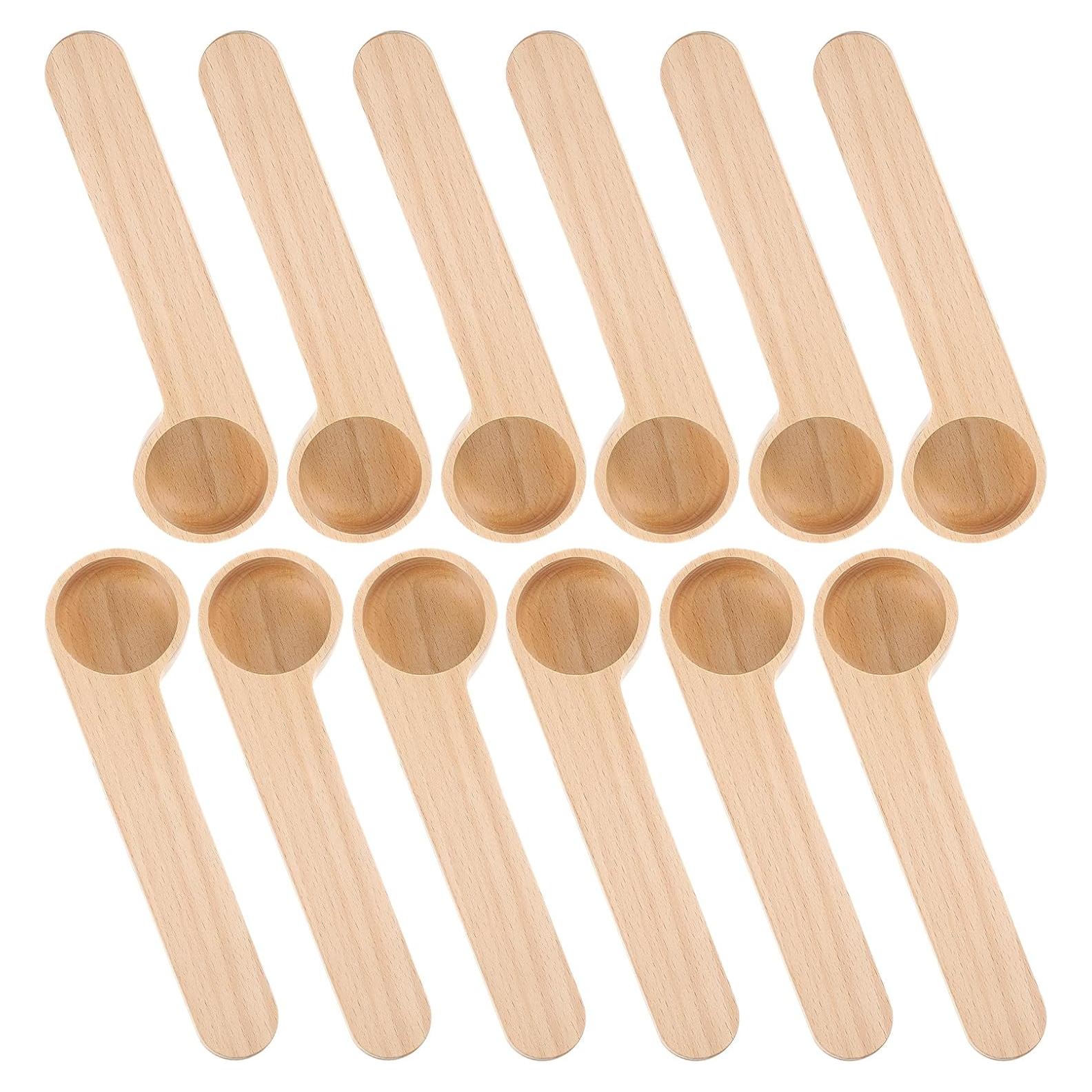 Set de 12 Cucharas de Madera con Clip Sello para Café