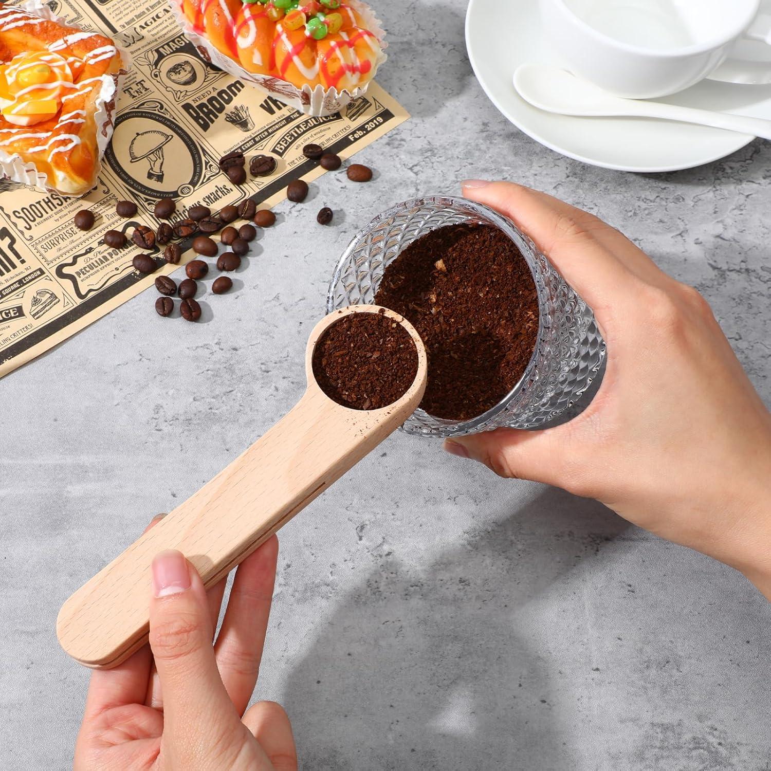 Set de 12 Cucharas de Madera con Clip Sello para Café