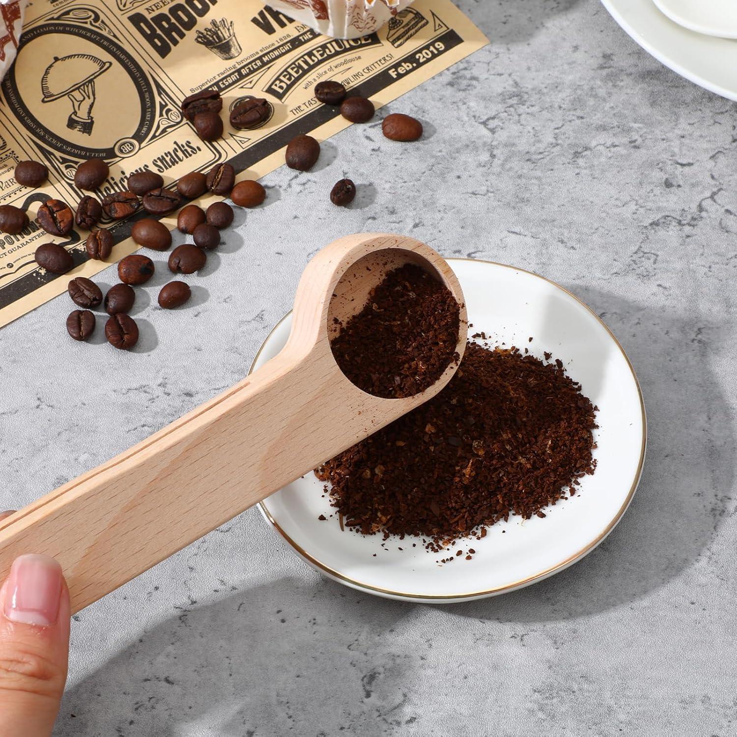 Set de 12 Cucharas de Madera con Clip Sello para Café