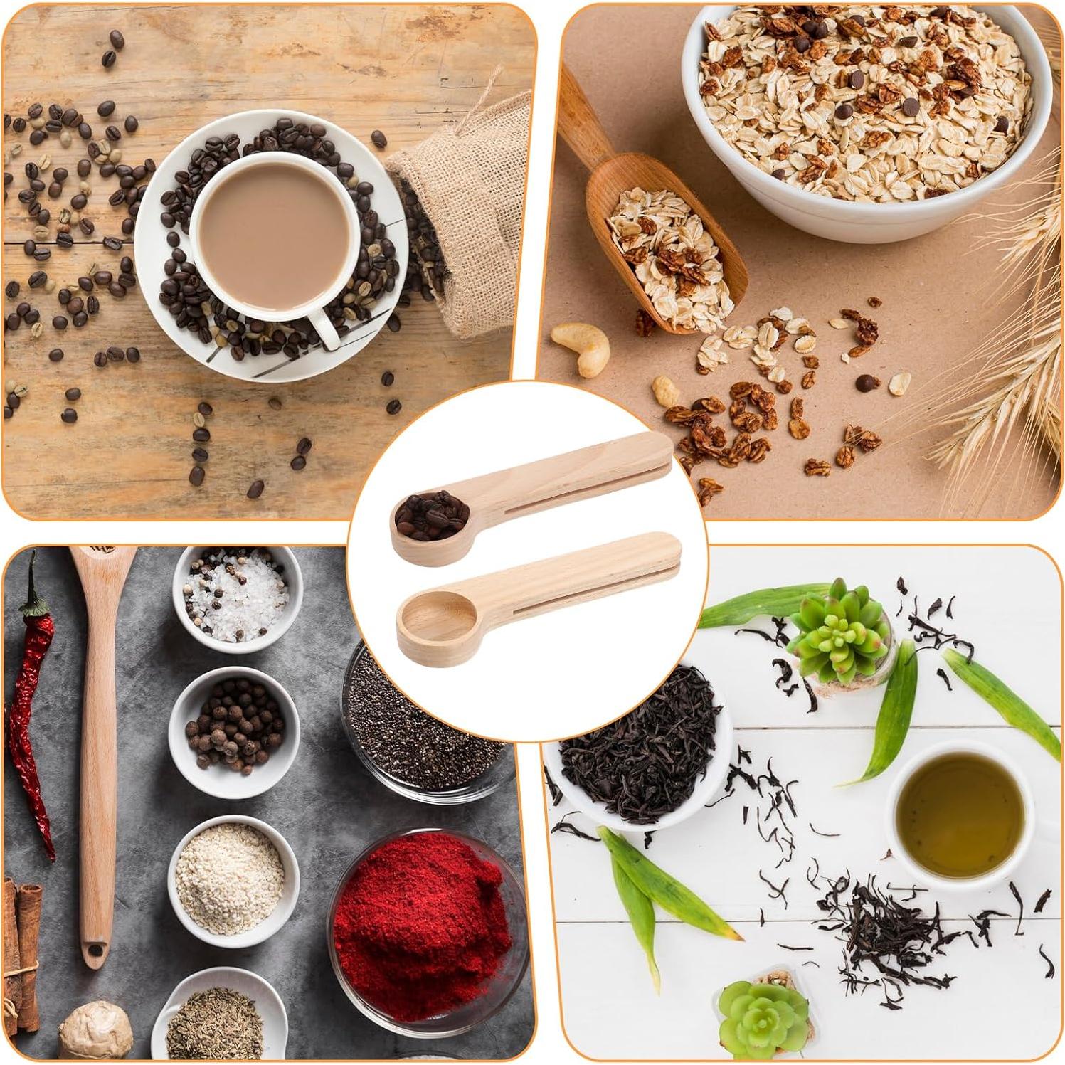 Set de 12 Cucharas de Madera con Clip Sello para Café