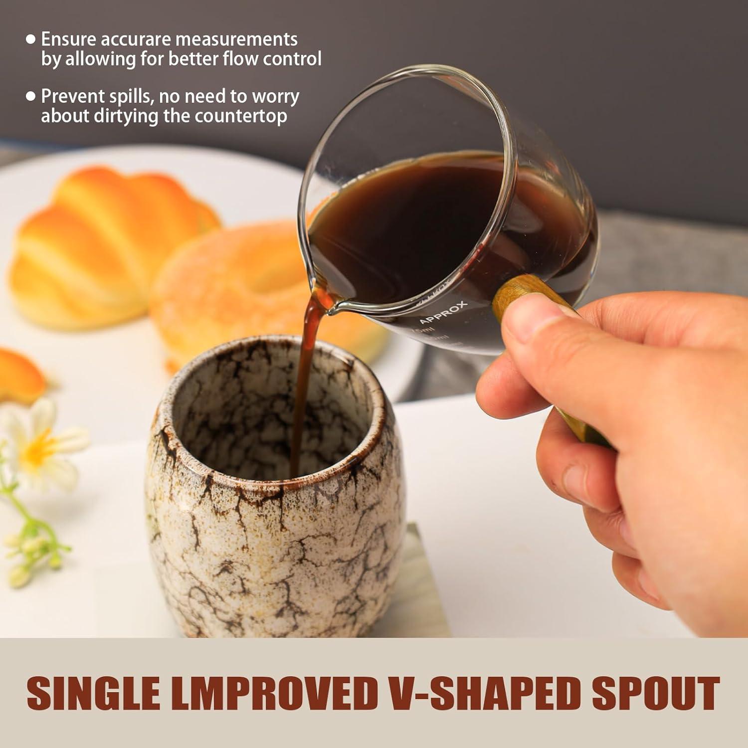 Cucharón Embudo Xorim con Taza de Espresso de Vidrio