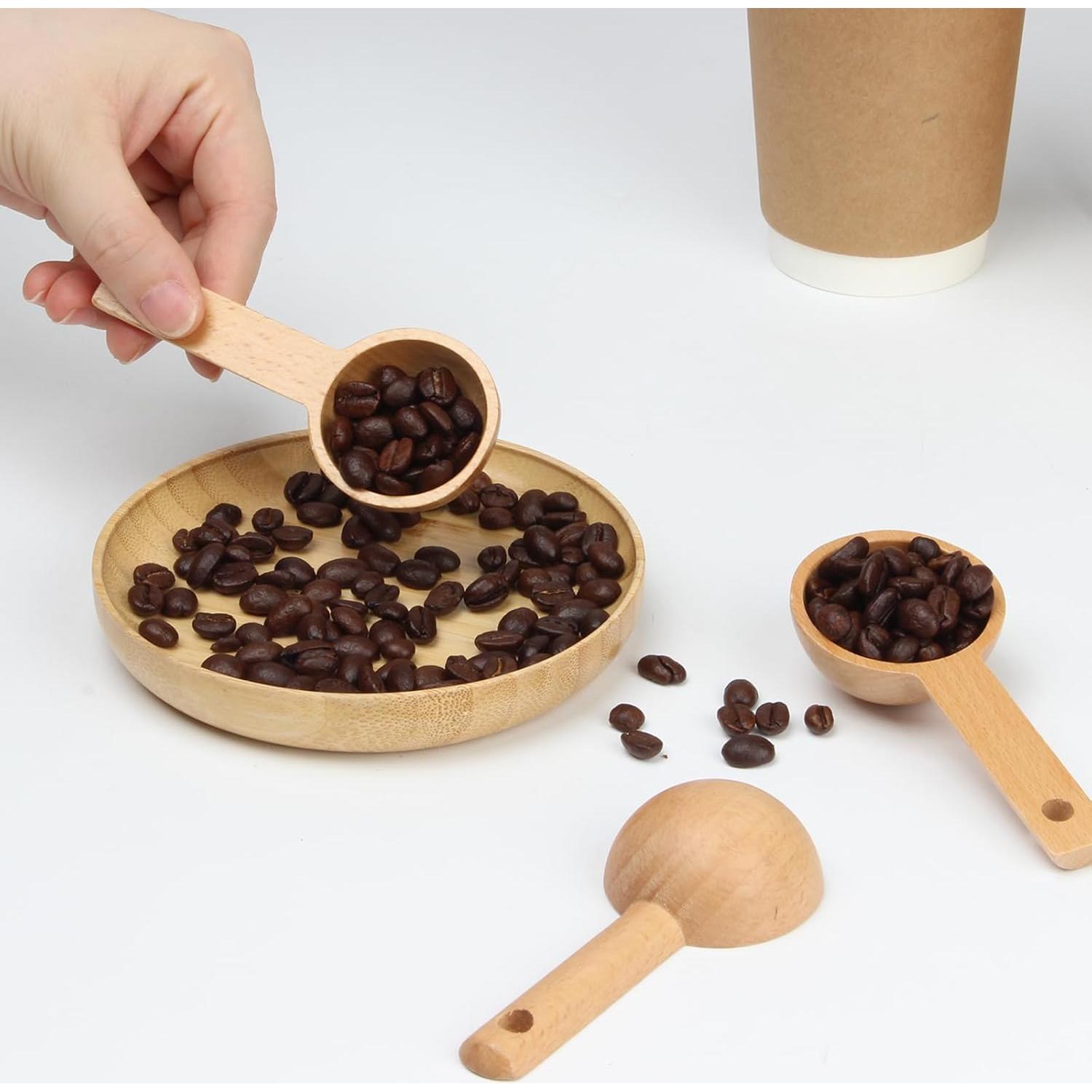 4 Cucharas Medidoras de Madera KVMORZE 15ml para Café y Especias