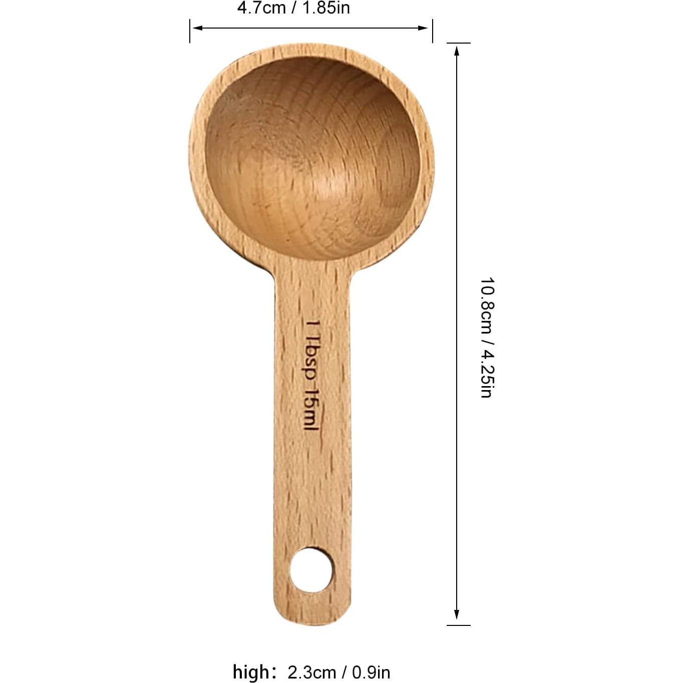 4 Cucharas Medidoras de Madera KVMORZE 15ml para Café y Especias