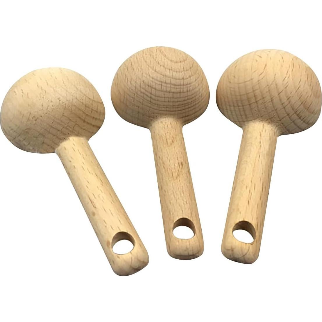 4 Cucharas Medidoras de Madera KVMORZE 15ml para Café y Especias