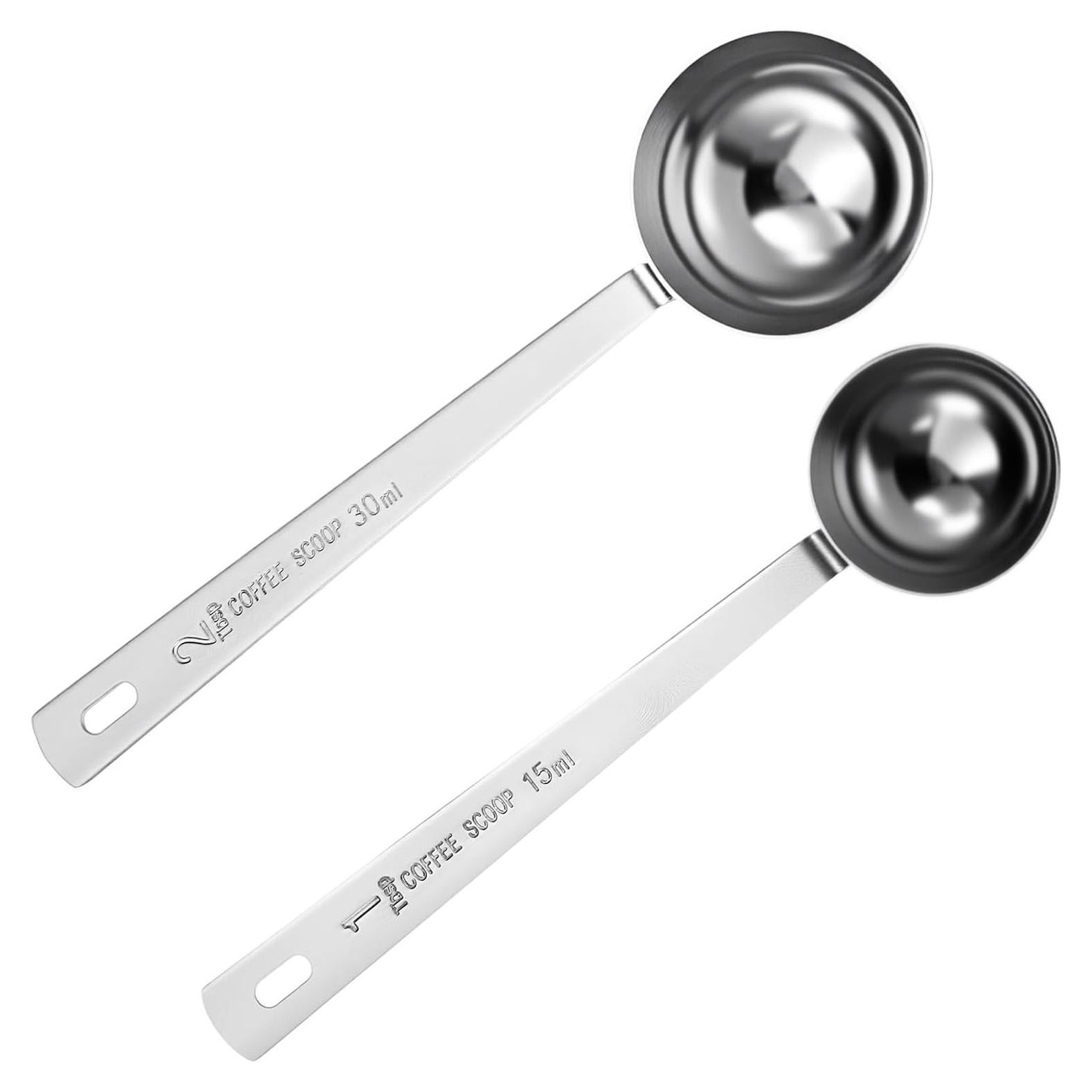 Juego de 2 Cucharas Medidoras de Acero Inoxidable MBAIYO 15ml 30ml