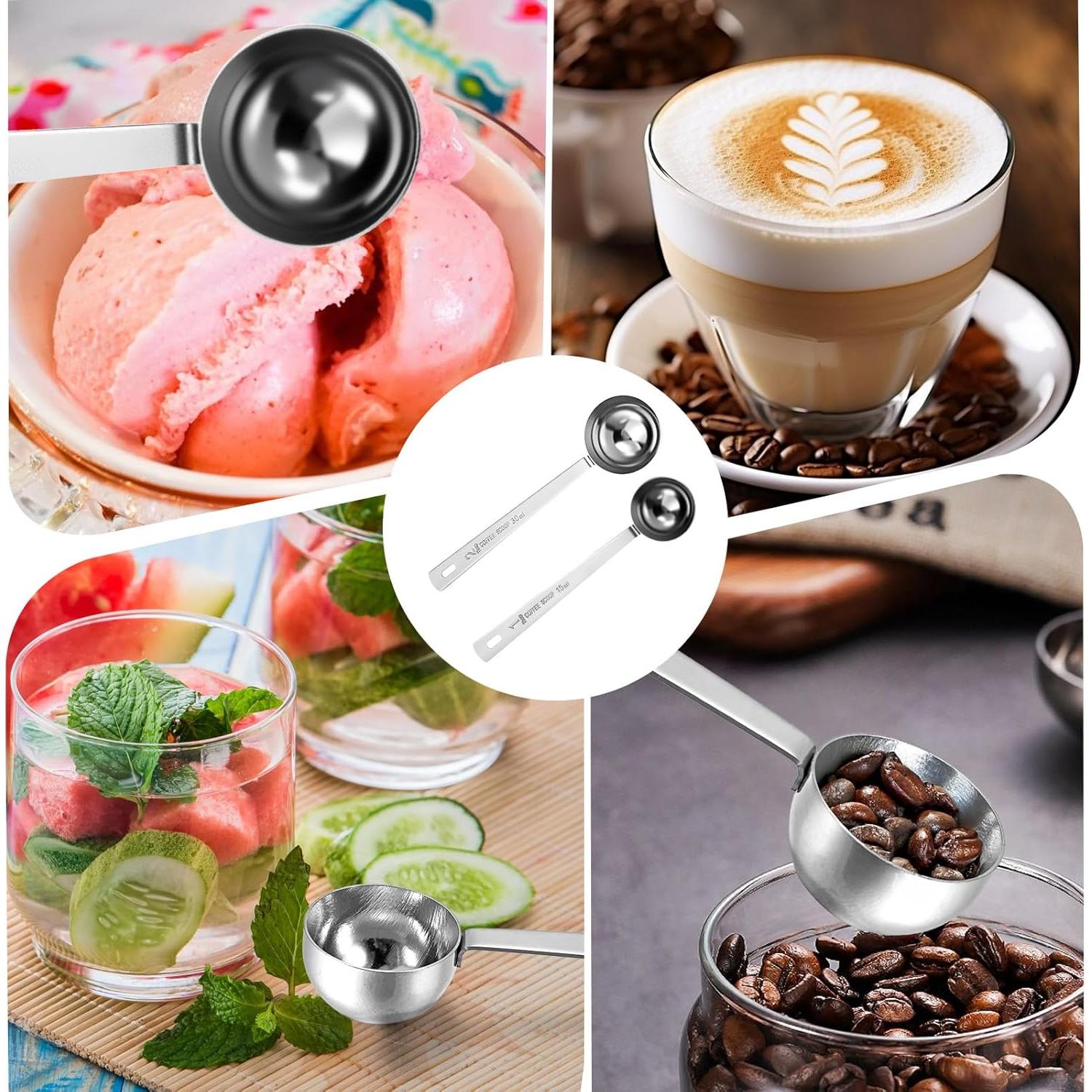 Juego de 2 Cucharas Medidoras de Acero Inoxidable MBAIYO 15ml 30ml