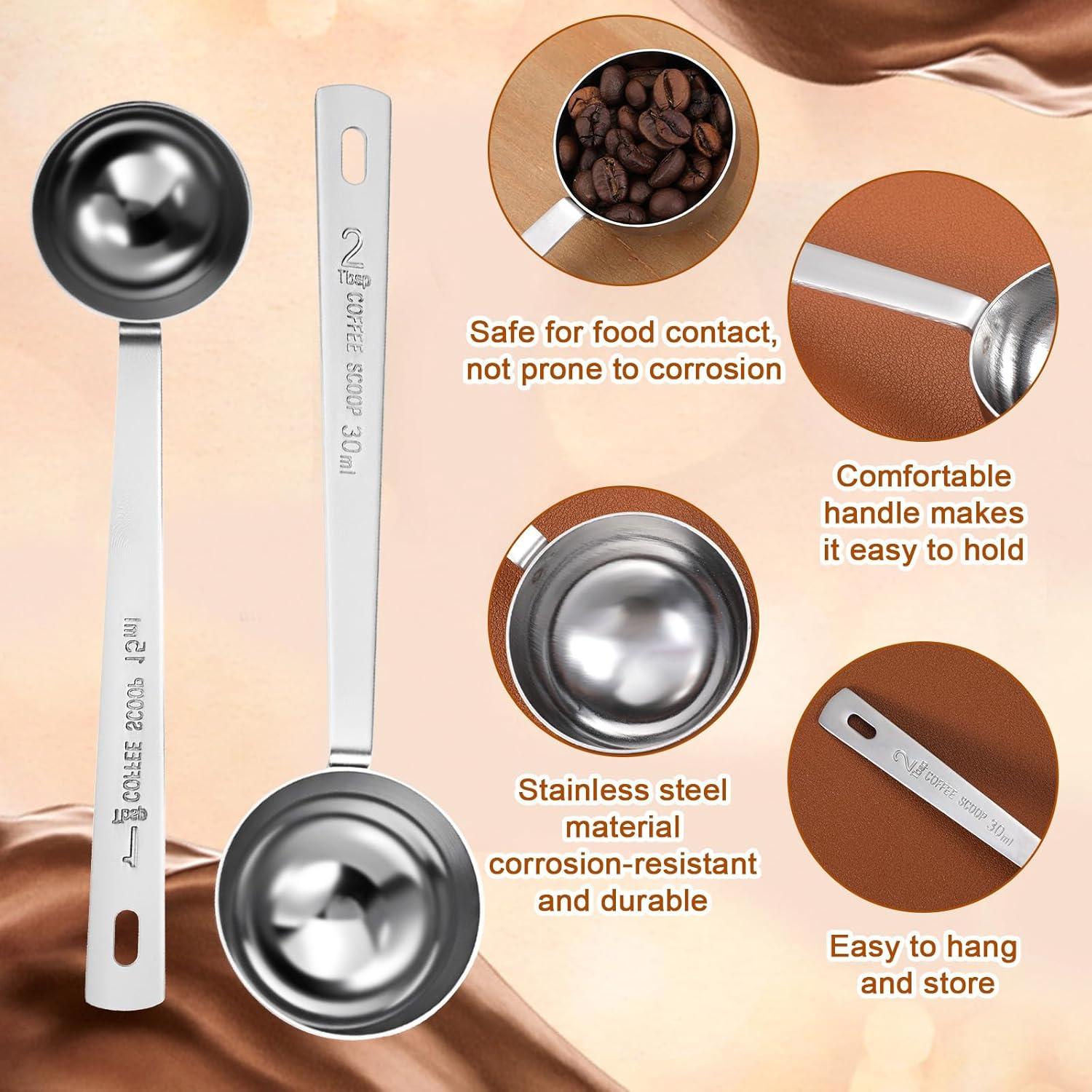 Juego de 2 Cucharas Medidoras de Acero Inoxidable MBAIYO 15ml 30ml