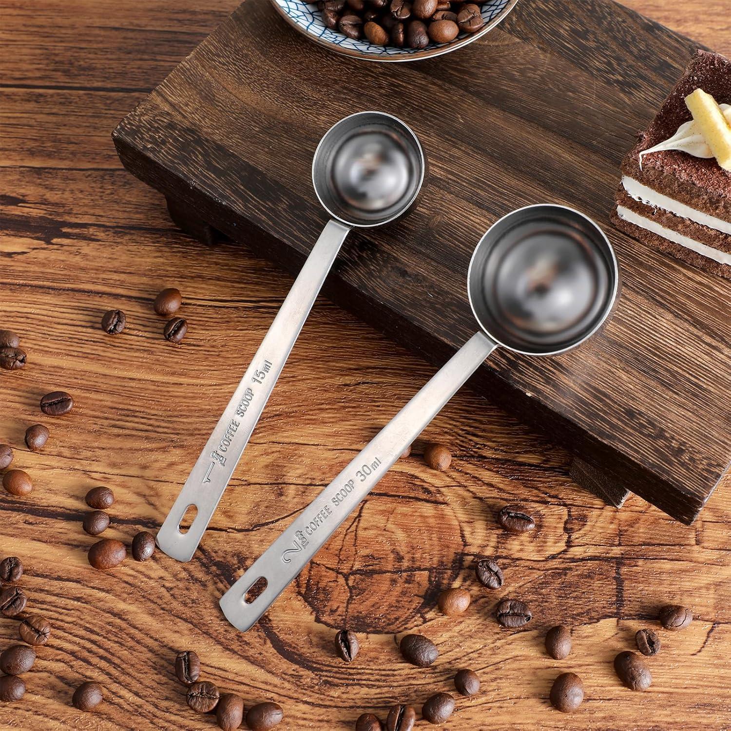 Juego de 2 Cucharas Medidoras de Acero Inoxidable MBAIYO 15ml 30ml