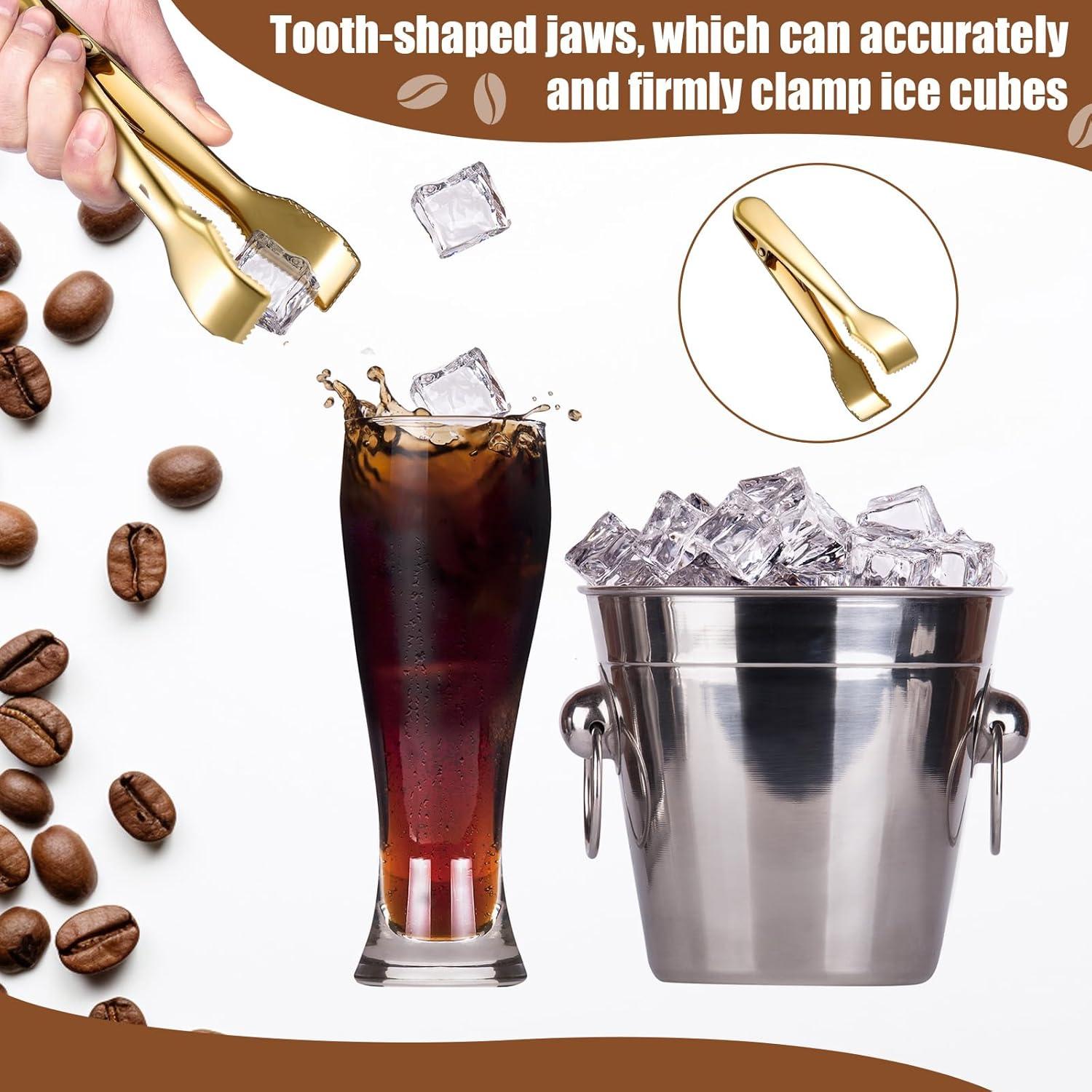 Juego de 4 Piezas Pinzas y Cucharas de Hielo Sieral Oro