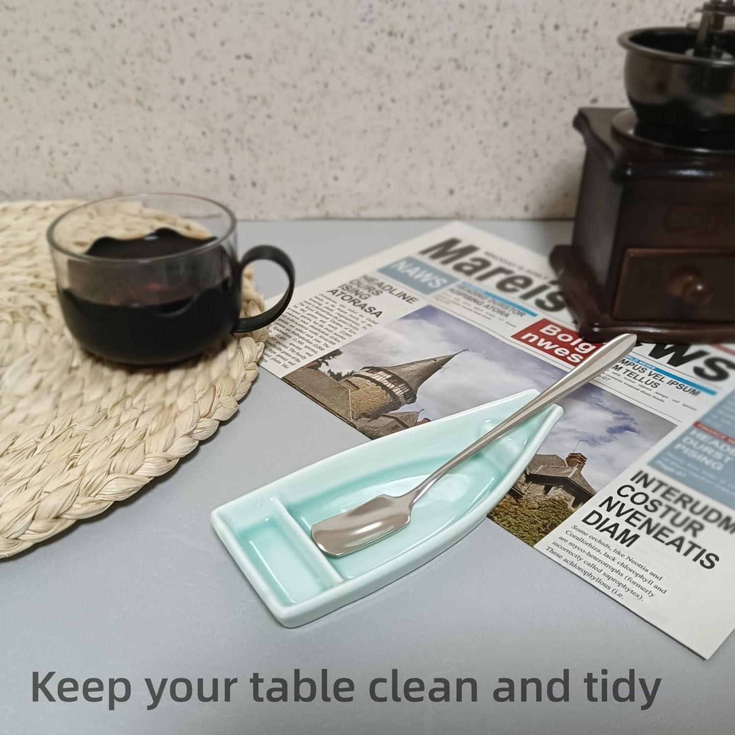 Juego de Cuchara y Soporte de Caf&eacute; TOPYOKK Barco Turquesa