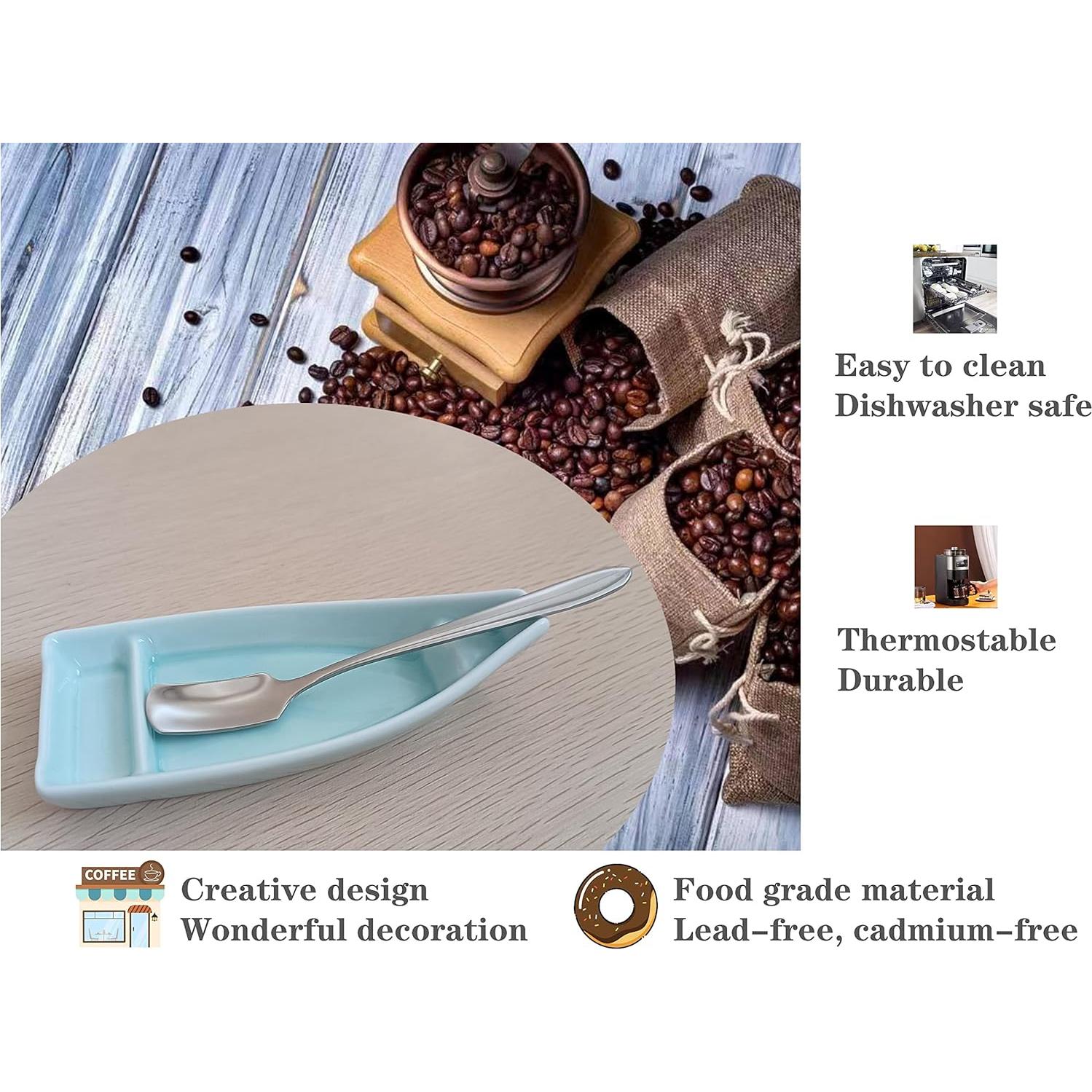 Juego de Cuchara y Soporte de Caf&eacute; TOPYOKK Barco Turquesa