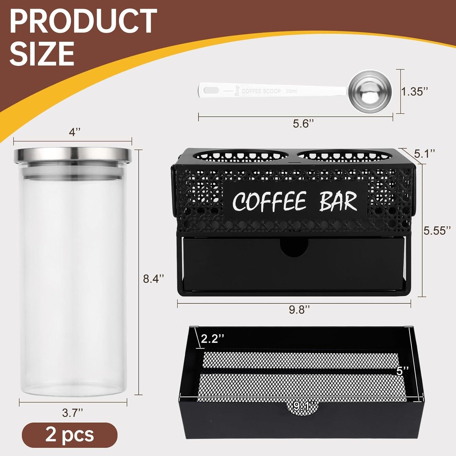 Contenedor de Café de Vidrio DYGZBLHT con Estante Negro 94oz