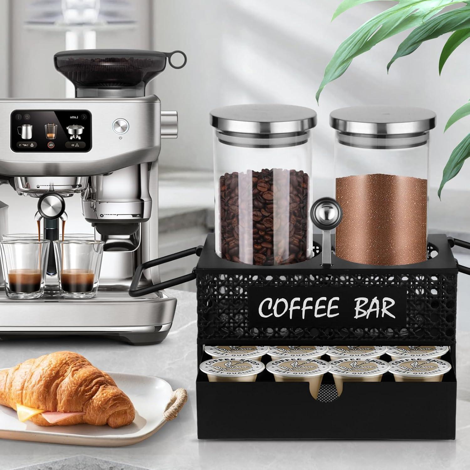 Contenedor de Café de Vidrio DYGZBLHT con Estante Negro 94oz