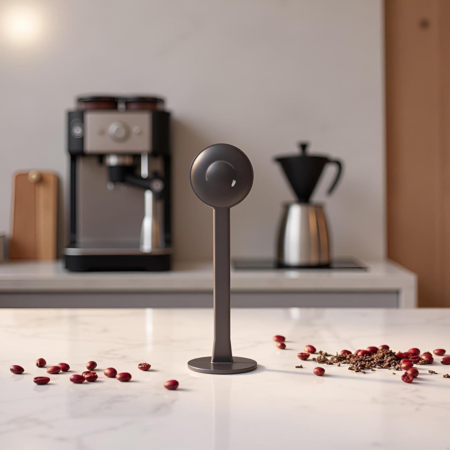 Cuchara de café 2-en-1 Sluswallow negra con prensador y medidor