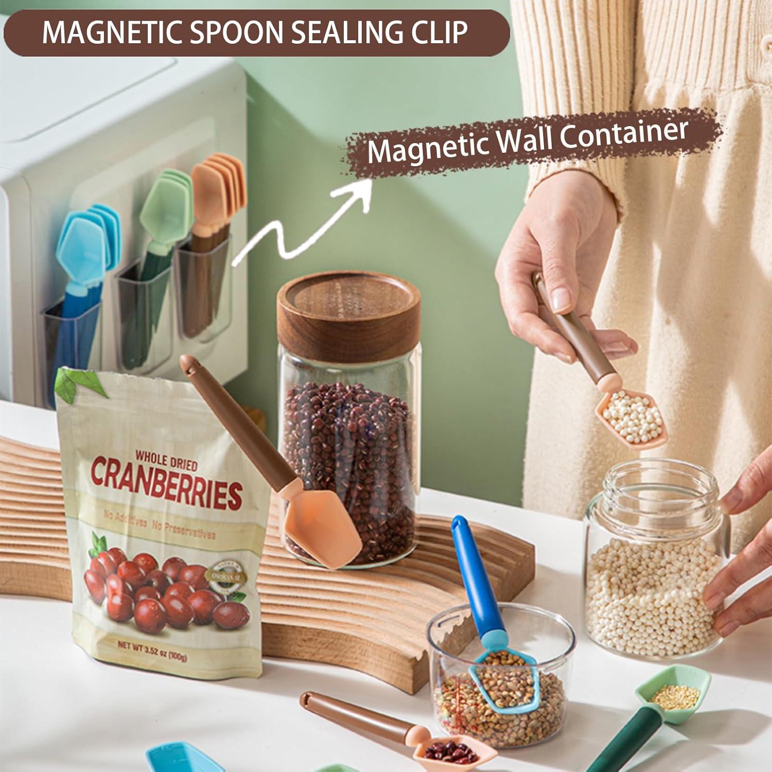 Juego de 2 Clips de Sellado y Cucharas Medidoras Magnéticas Verde