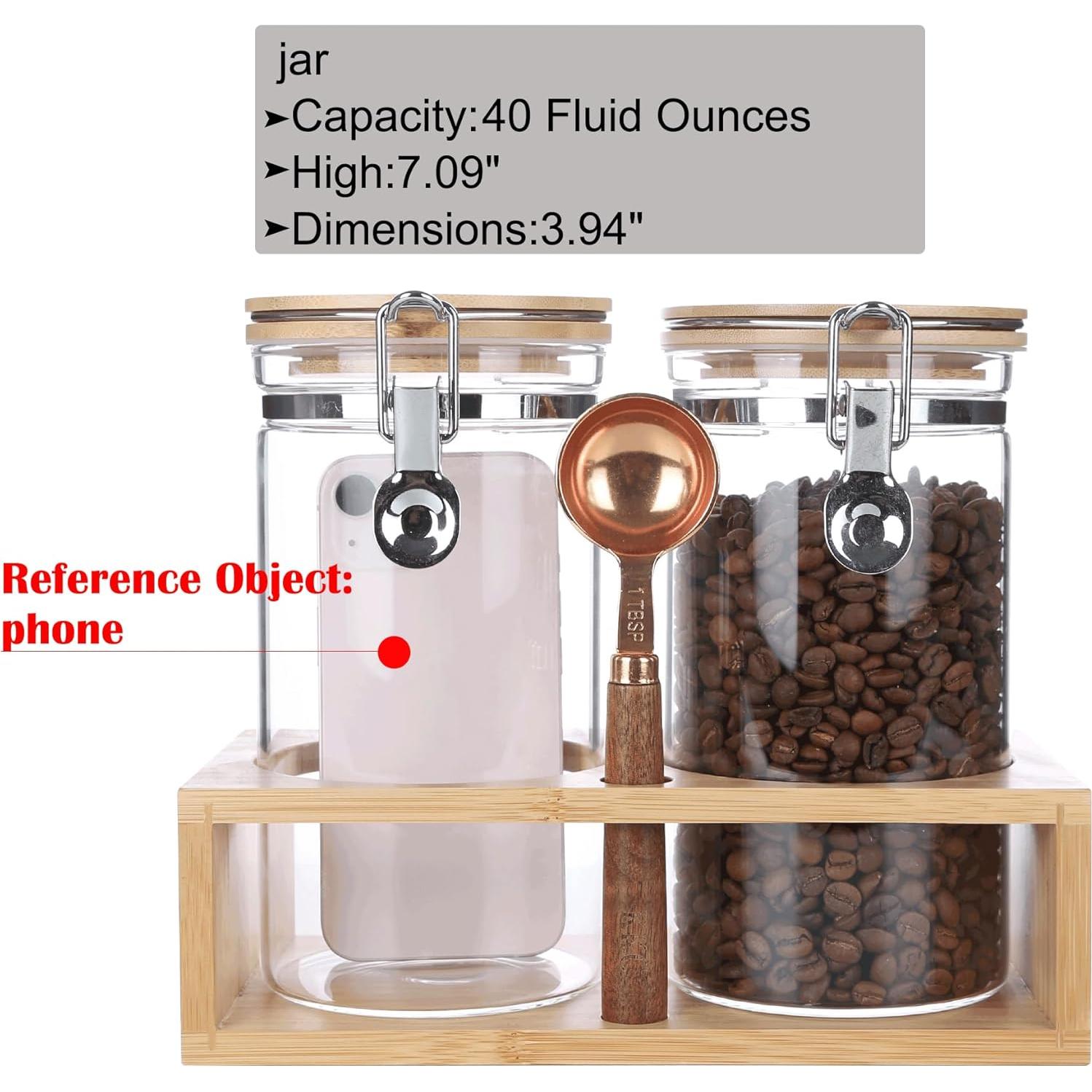 Tarros de Almacenamiento de Vidrio KKC 1200ml con Tapa de Bambú