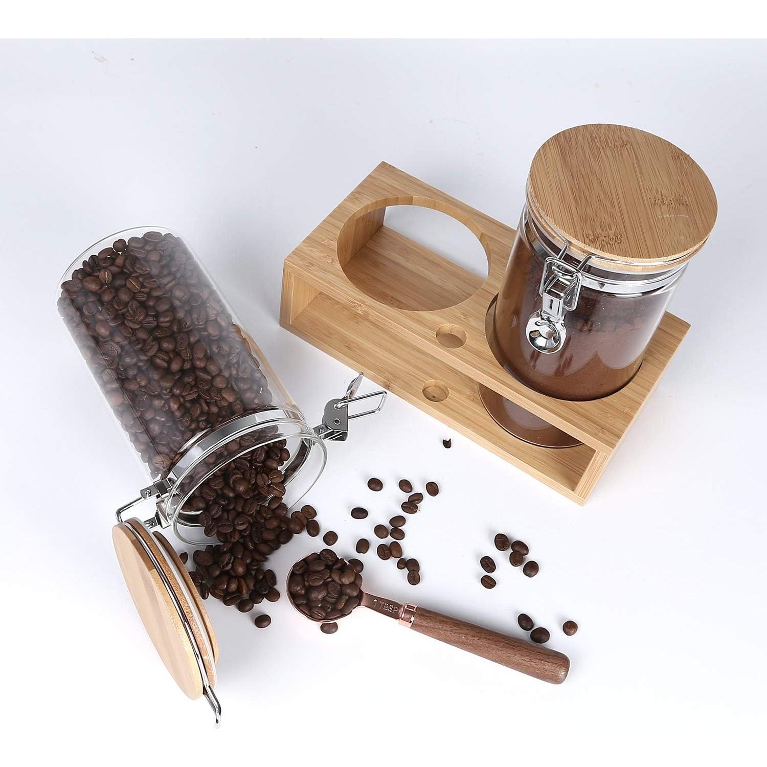 Tarros de Almacenamiento de Vidrio KKC 1200ml con Tapa de Bambú